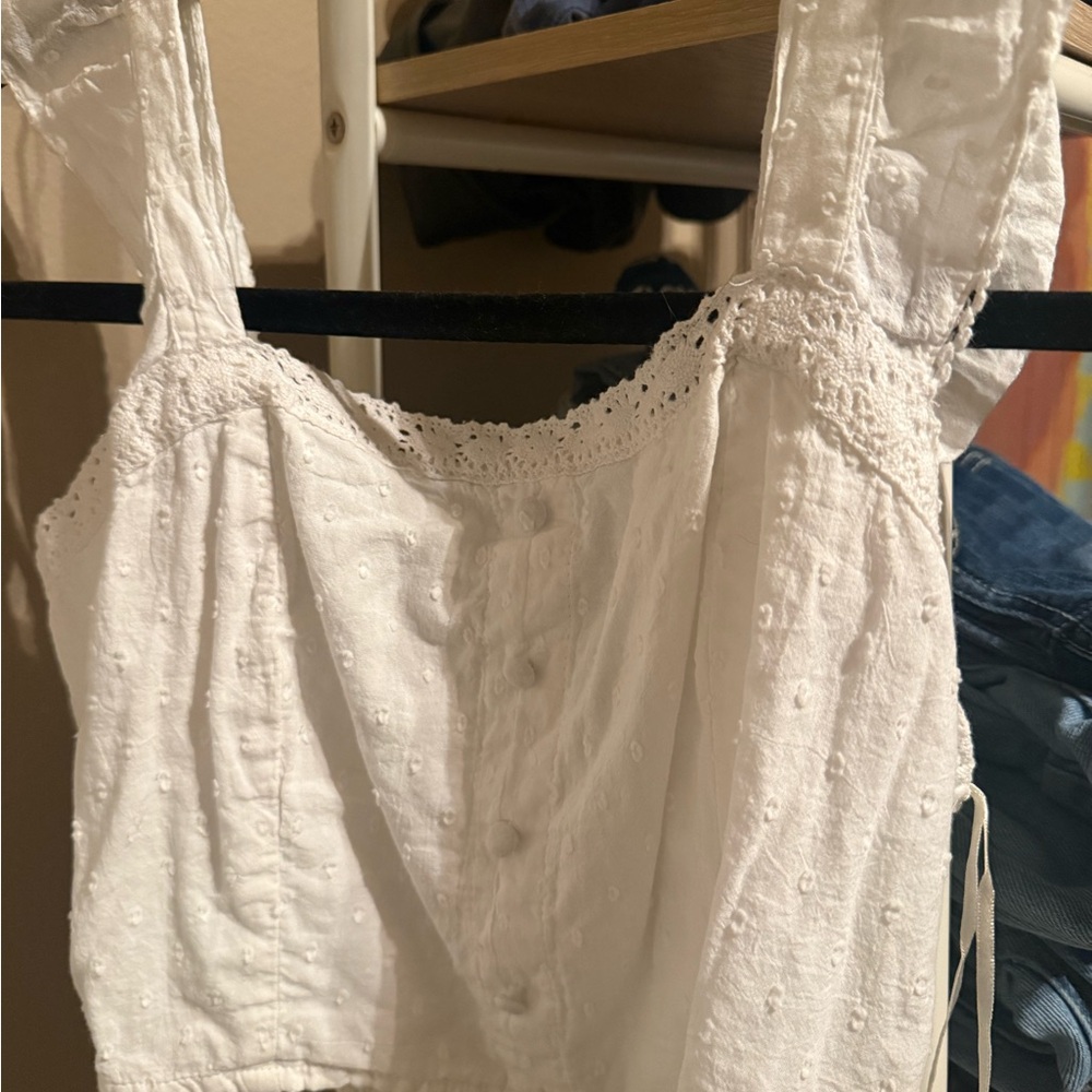 White Eyelet Lace Tank Top